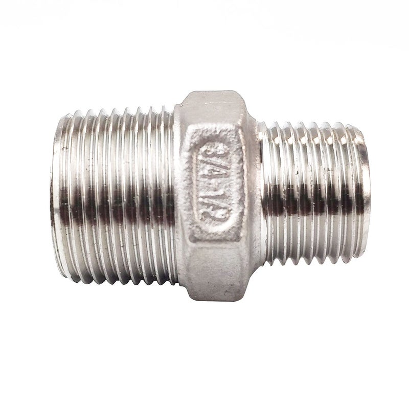 LOZOME 3/4" x 1/2" Male Hex Nipple Threaded Reducer Connector Pipe Fitting Adapter,Stainless Steel 304 NPT - Image 5